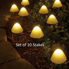 Set Of 10 Solar Mushroom Outdoor Lights