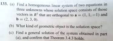 133 find a geneous linear system of