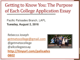 Getting To Know You The Purpose Of Each College Application Essay