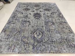 woolen grey hand knotted wool silk rugs