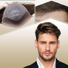 Amazon.com : Lishy Mens Toupee European Human hair Replacement for Men  Hairpiece Swiss Lace Front 0.08mm Thin Skin PU All V-looped Man Wigs 5X7  inch #7 Lightest Brown Color : Beauty &