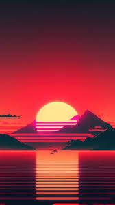 sunset synthwave retrowave palm tree