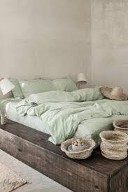 Washed Linen Sage Green Bedding Set