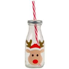 Reindeer Glass Mini Milk Bottle With
