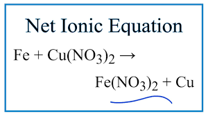 net ionic equation for fe cu no3 2