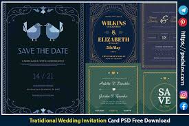 traditional wedding invitation card psd