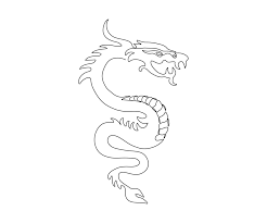 chinese dragon hand drawn mono line