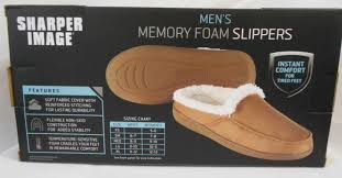 Sharper Image Memory Foam Slippers Tan Brown Size Xl Men 11 12 Women 12 13