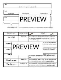 Yards Feet Inches Conversions Chart Worksheet