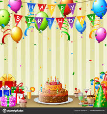 Vector Illustration Birthday Background Birthday Cake