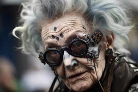 old woman cybergoth with punk makeup ai