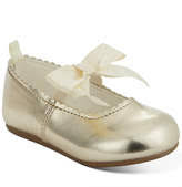 Baby Girls Gold Scalloped Bow Shoes