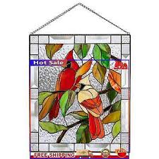 Stained Glass Birds Panel Window Hanger