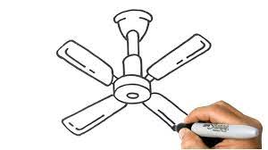 how to draw a ceiling fan easy step by