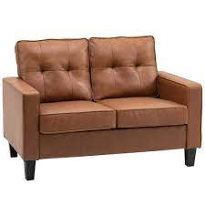 homcom 51 5 brown pu leather 2 seat