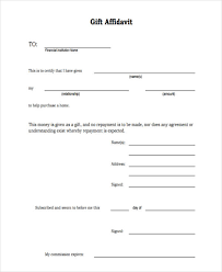 free 6 gift affidavit forms in ms word