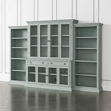 Glass Door Wall Unit With Open Bookcase