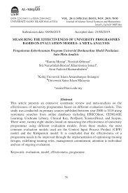 Universiti sultan zainal abidin (unisza). Pdf Measuring The Effectiveness Of University Programmes Based On Evaluation Models A Meta Analysis