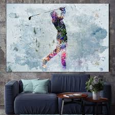 Abstract Golf Player Canvas Wall Art