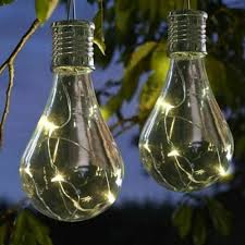 6 X Solar Powered Hanging Light Bulbs