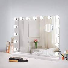 dey 23 inch hollywood vanity mirror with light white makeup mirror smart touch control screen usb charging dimmable led lights
