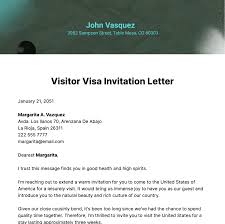 visitor visa invitation letter template