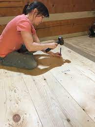 Technically, pine flooring is not a hardwood; Diy Wide Plank Pine Floors Part 1 Installation The Roots Of Home