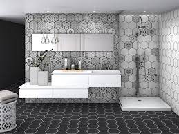 Orient Grey Patterned Hexagon Tiles