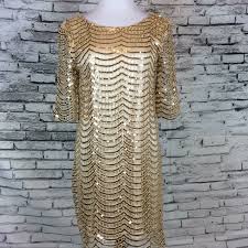 Gold Sequin Sheath Cocktail Dress