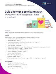 Quiz Z Lektur Wersja Dla Nauczyciela | PDF