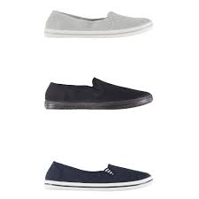 Details About Slazenger Canvas Slip On Shoes Womens Athleisure Trainers Sneakers Footwear