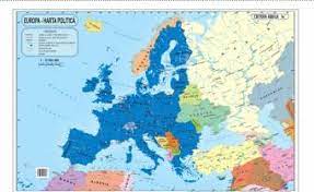 Harta politica a Europei - Harta fizica a lumii 70 x 100 cm la DOMO