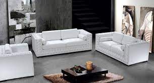white leather sofa set with crystals he