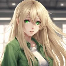 blonde anime with green eyes