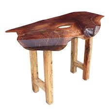 live edge walnut slab top console table
