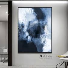 Blue White Minimalist Canvas Art Large