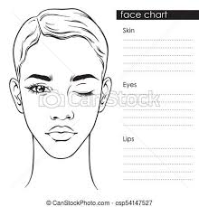 Beautiful Woman With Short Haircut Face Chart Template