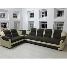 brown and cream modern l shape sofa set