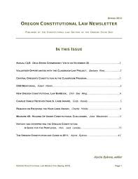 oregon consutional law newsletter