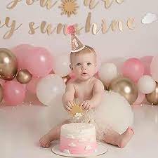 Pink And Gold Cake Smash Baby Girl 1st Birthday 1st Birthday Girls  gambar png