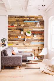 an interior reclaimed wood wall