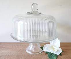 Vintage Pedestal Glass Cake Stand With