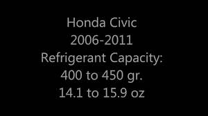 Honda Civic Refrigerant Capacity 2006 2007 2008 2009 2010 2011