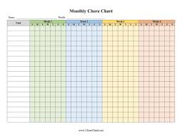 Printable Individual Monthly Chore Chart By Week