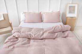 Pale Pink Linen Duvet Cover With Ties