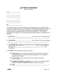 free letter of intent to purchase pdf