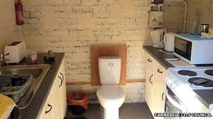 toilet found in kitchen of illegal