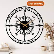 Personalized Compass Metal Wall Clock