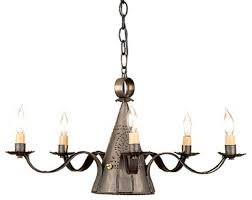 Punched Tin Candelabra With Center Down Light Traditional Chandeliers By Saving Shepherd