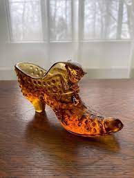 Vintage Fenton Amber Hobnail Shoe With Cathead - Etsy